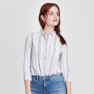 Blue stripped long sleeve button down, NWT